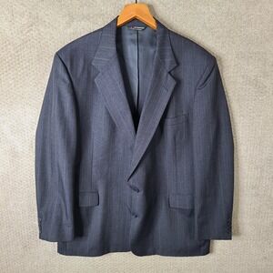 Vintage Sutter & Grant Jacket Men 48L Gray Striped Blazer 2 Button Suit Coat USA